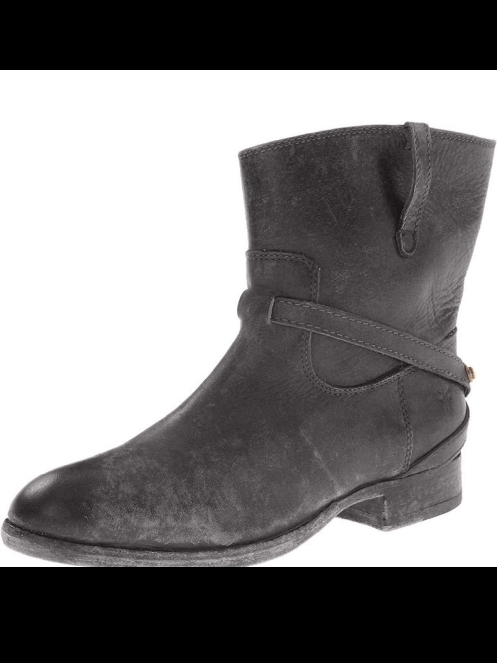 Frye Lindsay Plate Ankle Boots - Black Antiqued Leather Size 10